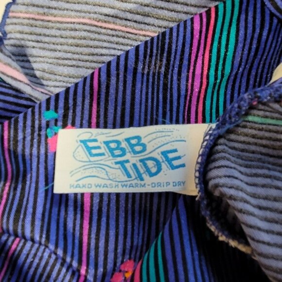 Vintage 80’s Ebb Tide One Piece Swimsuit Bathing Suit Blue Pinup SZ 14 Union Tag - Picture 4 of 7